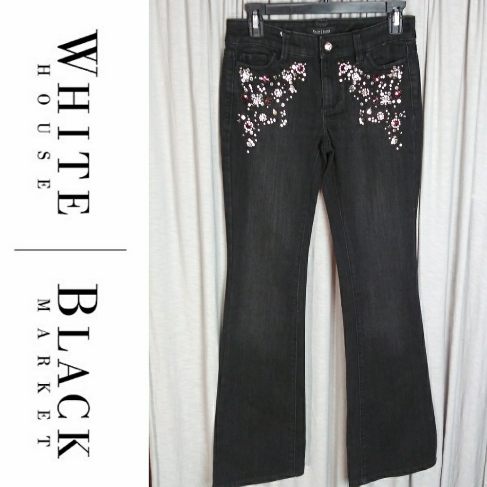 White House Black Market Flare Leg 00R Black Jeans